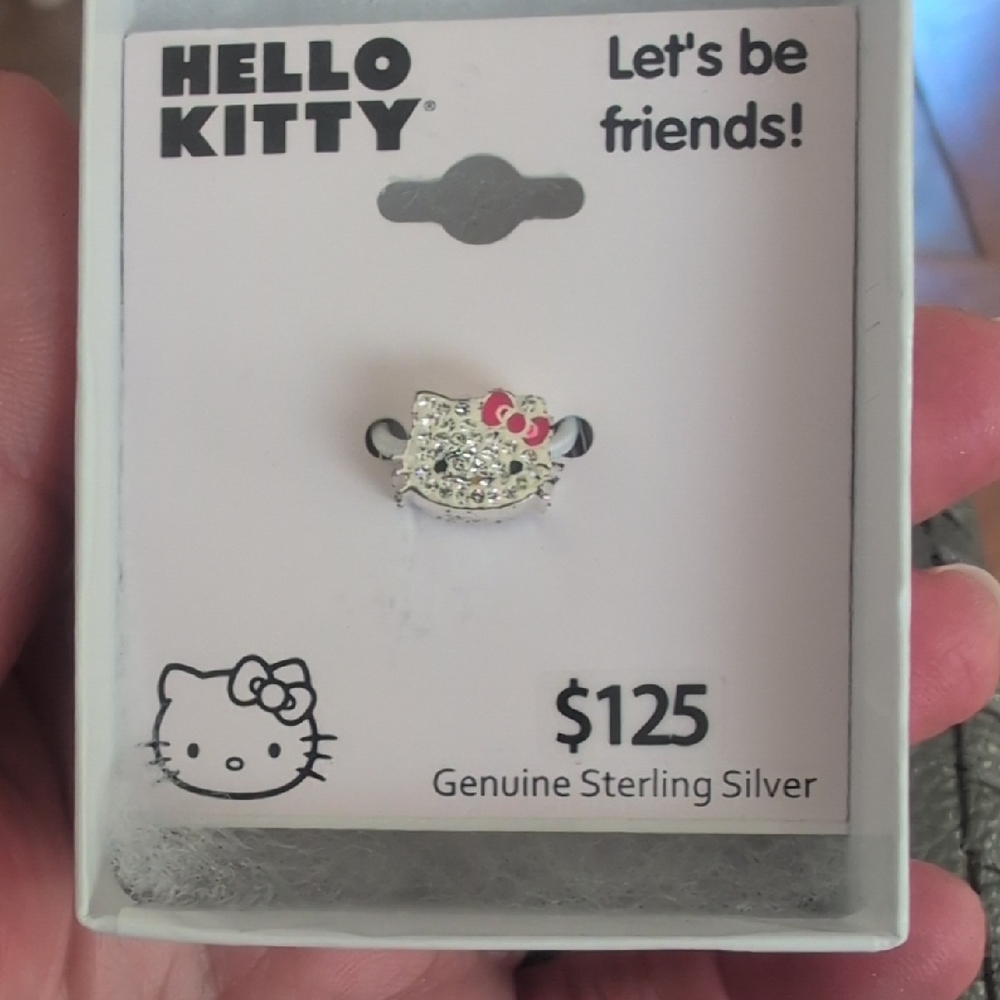 Hello Kitty Sterling Silver Charm with Red Bow